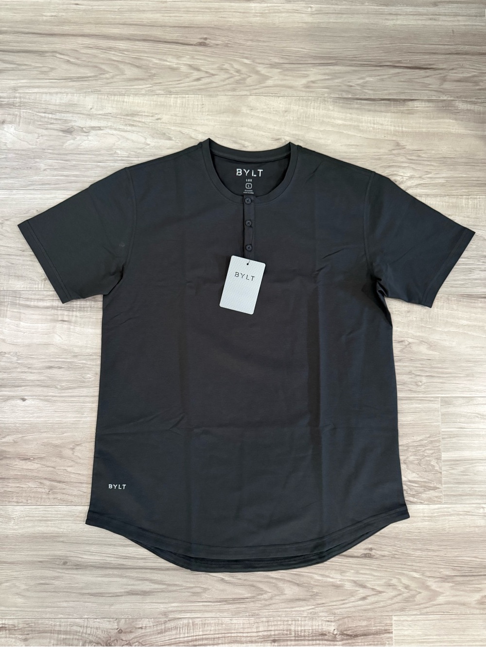BYLT Henley Drop Cut Lux Men's Dark Charcoal T-Shirt